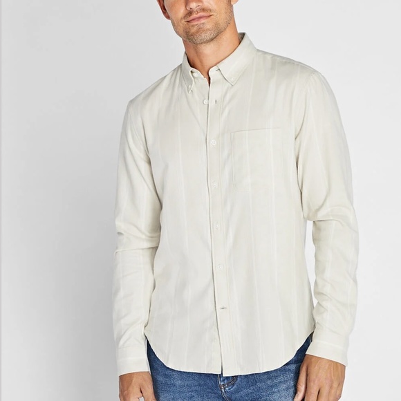Long Sleeve Wide Stripe Flannel Shirt - Brand New - NEVER WORN - GREY